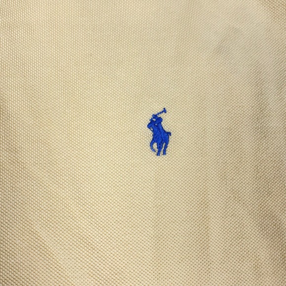 Polo Ralph Lauren Mens XXL Yellow Short Sleeve Pique Polo Shirt Blue Pony Logo - Picture 4 of 8